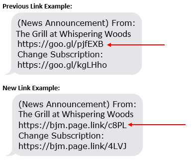 Examples of previous and new links
