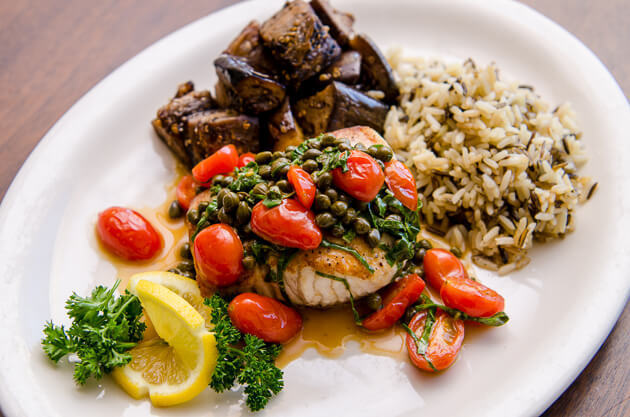 Amberjack with Capers and Tomatoes