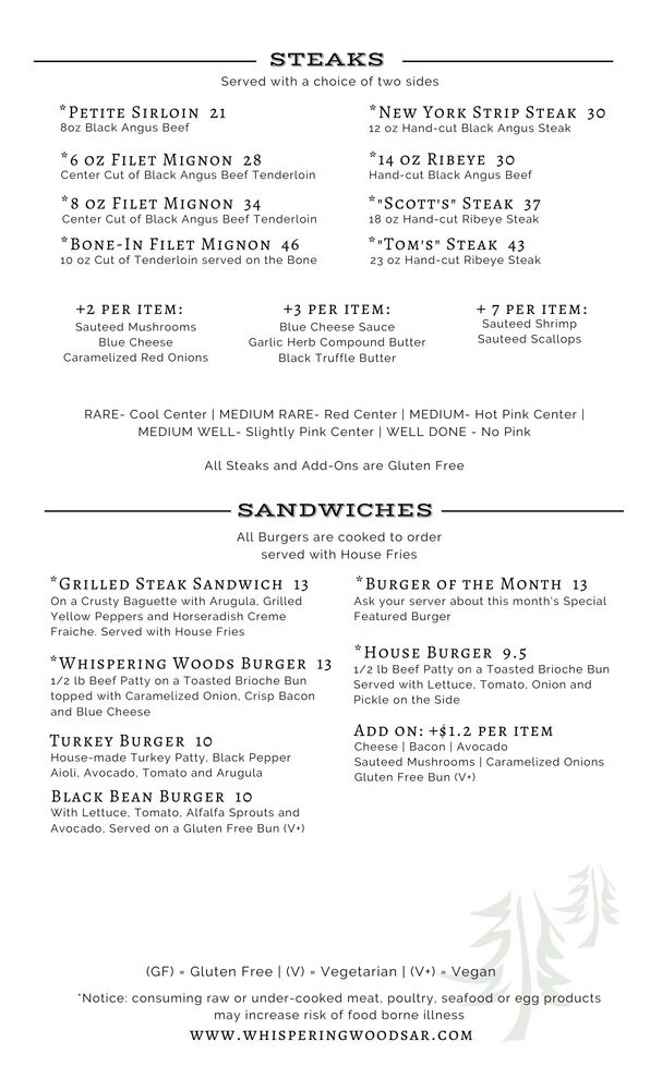 Dinner Menu page 2